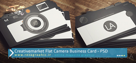 طرح لایه باز کارت ویزیت با طرح فلت دوربین - Flat Camera Business Card | رضاگرافیک 